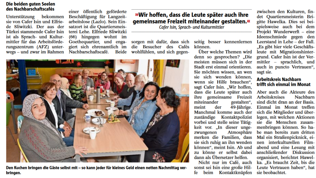 Nachbarschaftscafe - Zeitungsartikel