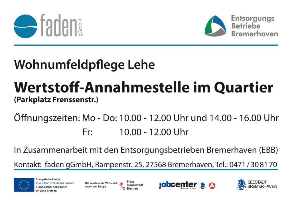Wertstoffannahmestelle im Goethequartier