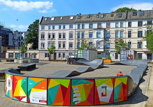 Pumptrack auf dem Leher Pausenhof im Goetheviertel