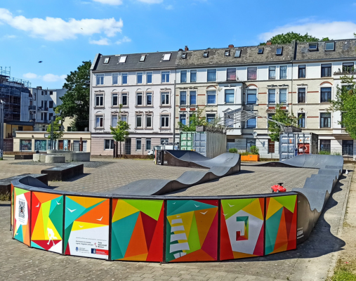 Pumptrack auf dem Leher Pausenhof im Goetheviertel