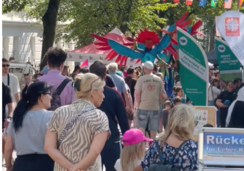 Viele Menschen, die sich etwas anschauen.