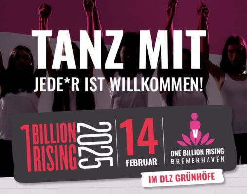Veranstaltungsplakat mit dem weißen Schriftzug 