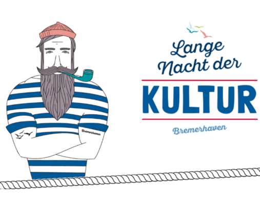 Zeichnung Seemann mit Pfeife und Schriftzug
