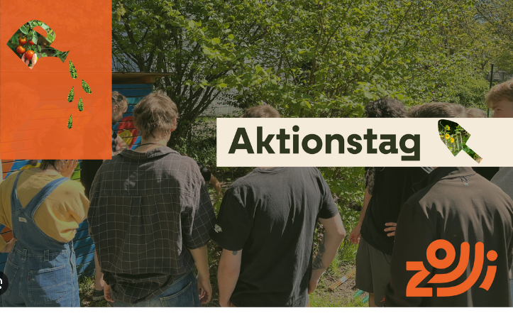 Menschen stehen im Garten