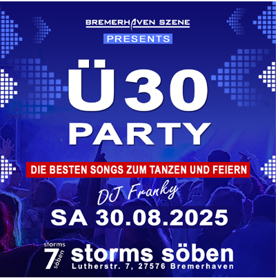 Ü 30 Weiße Schrift auf Lila Hintergrund