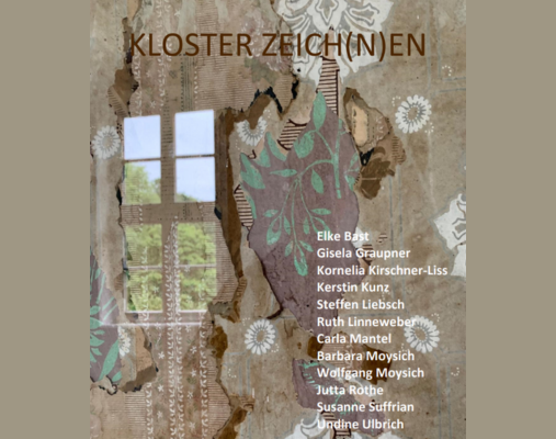 Kunstdruck mit fFensterspiegelung und 12 Nahmen in weißer Schrift