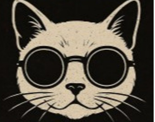 gezeichnete grau Katze vor schwarzem Hintergrund